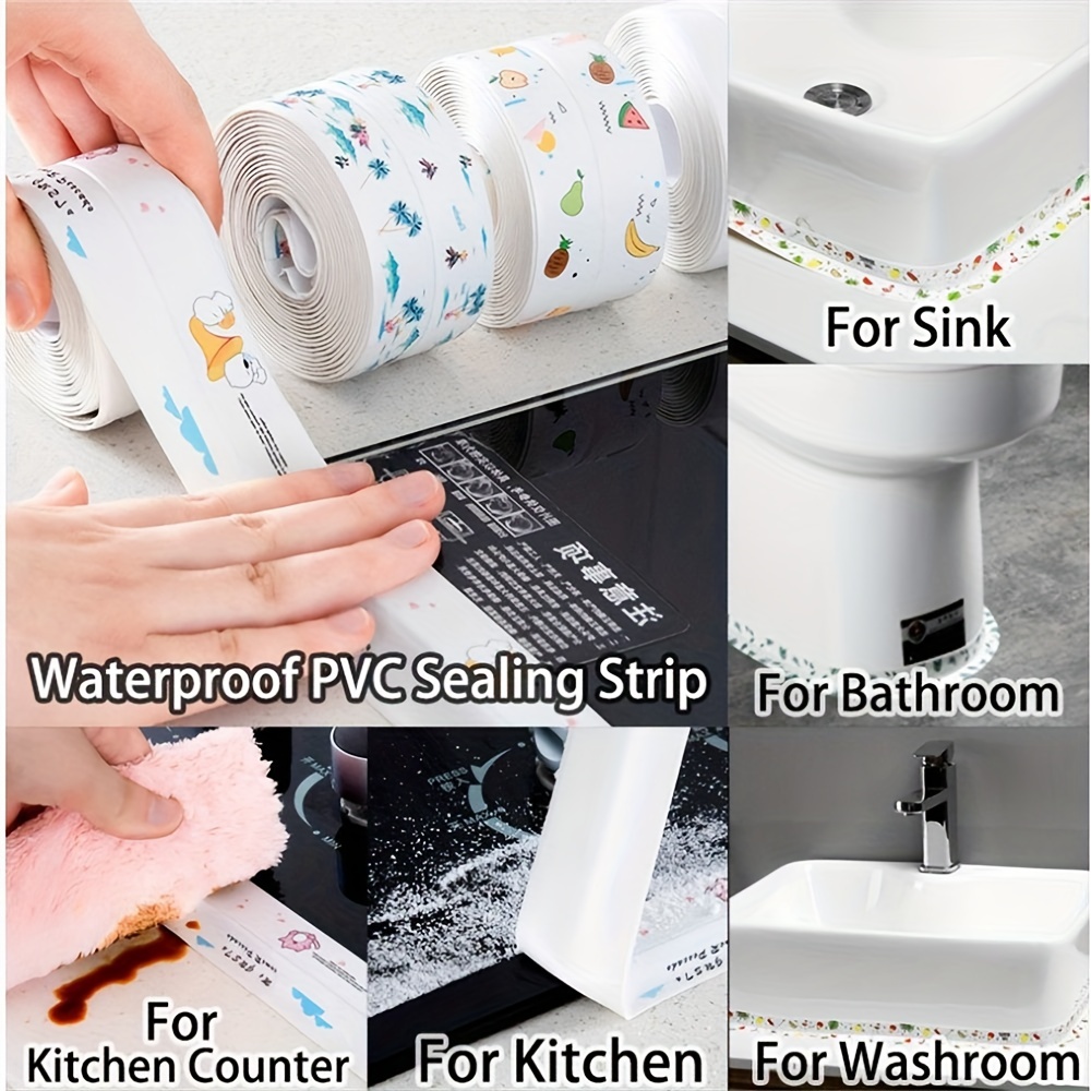 Cintas de sellado para baño, ducha, lavabo, baño, tiras de sellado  adhesivas de PVC, pegatinas de pared impermeables para baño, cinta selladora  de cocina