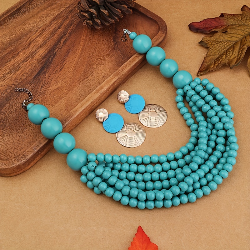 Multi Layered Exaggerated Solid Color Jewelry Set Handmade - Temu