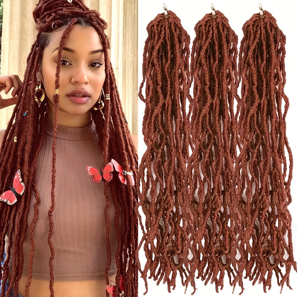 24 Inch Faux Locs Crochet Hair 6 Packs Soft Goddess Locs Crochet Braids  Deep Wave Pre Looped Crochet Hair Extensions for Black Women (24 Inch, 1B)