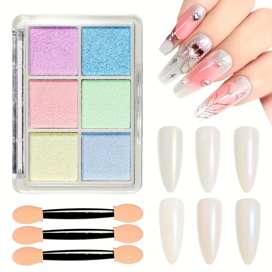 6 Colors Chrome Nail Powder, Mermaid Neon Nail Art Pigment Powder