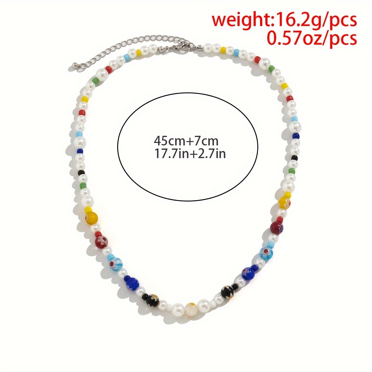 Colorful Glazed Floral Patchwork Beaded Necklace