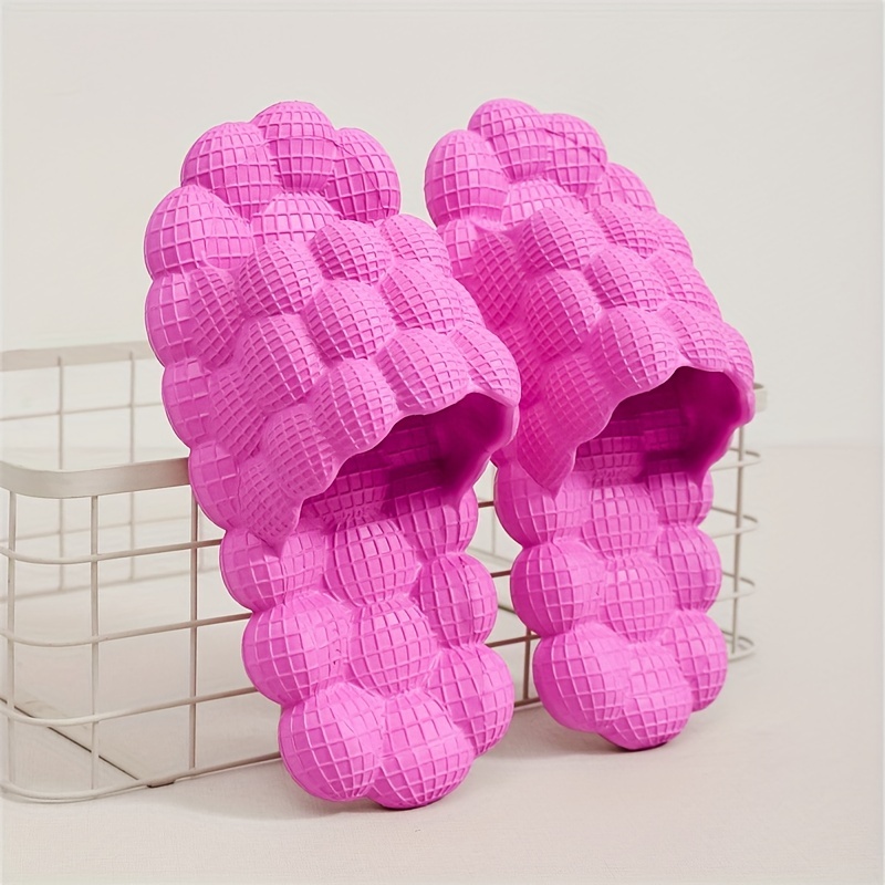 Women's Lychee Pattern Slides Massage Bath Shoes Non Slip Home Slides