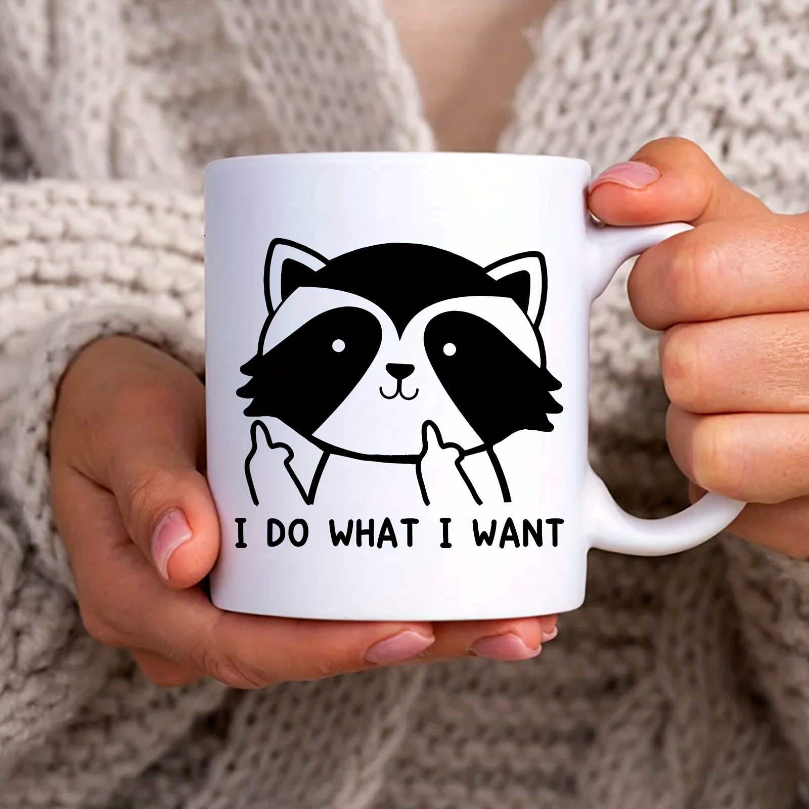 Cartoon Animal Coffee Mug Painted 3d Small Raccoon Panda - Temu