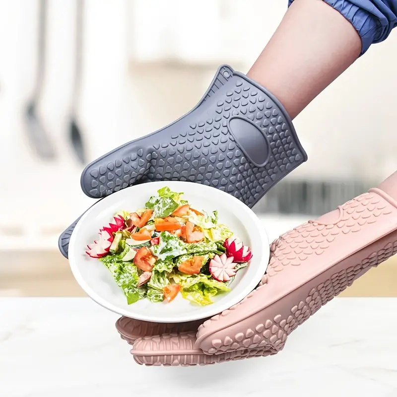 Kitchen Silicone Oven Mitts Grilling Gloves Heat Resistant - Temu