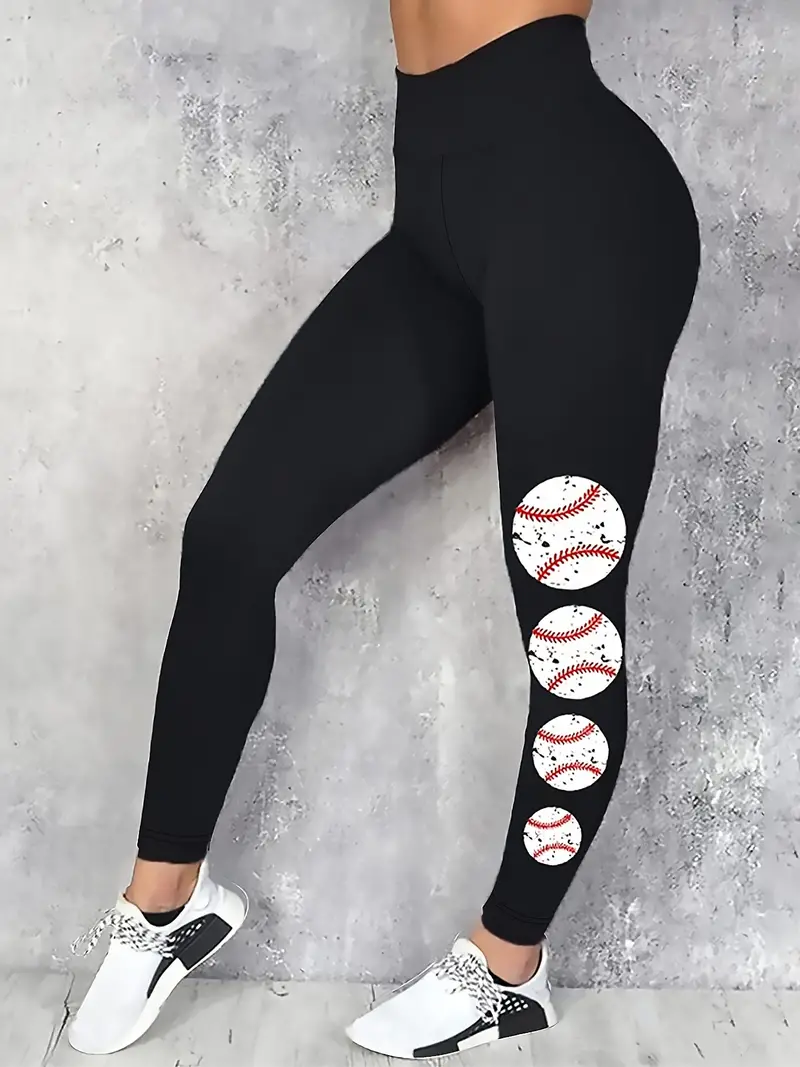 Baseball printed Yoga Leggings: High Stretch Slim Fitted - Temu