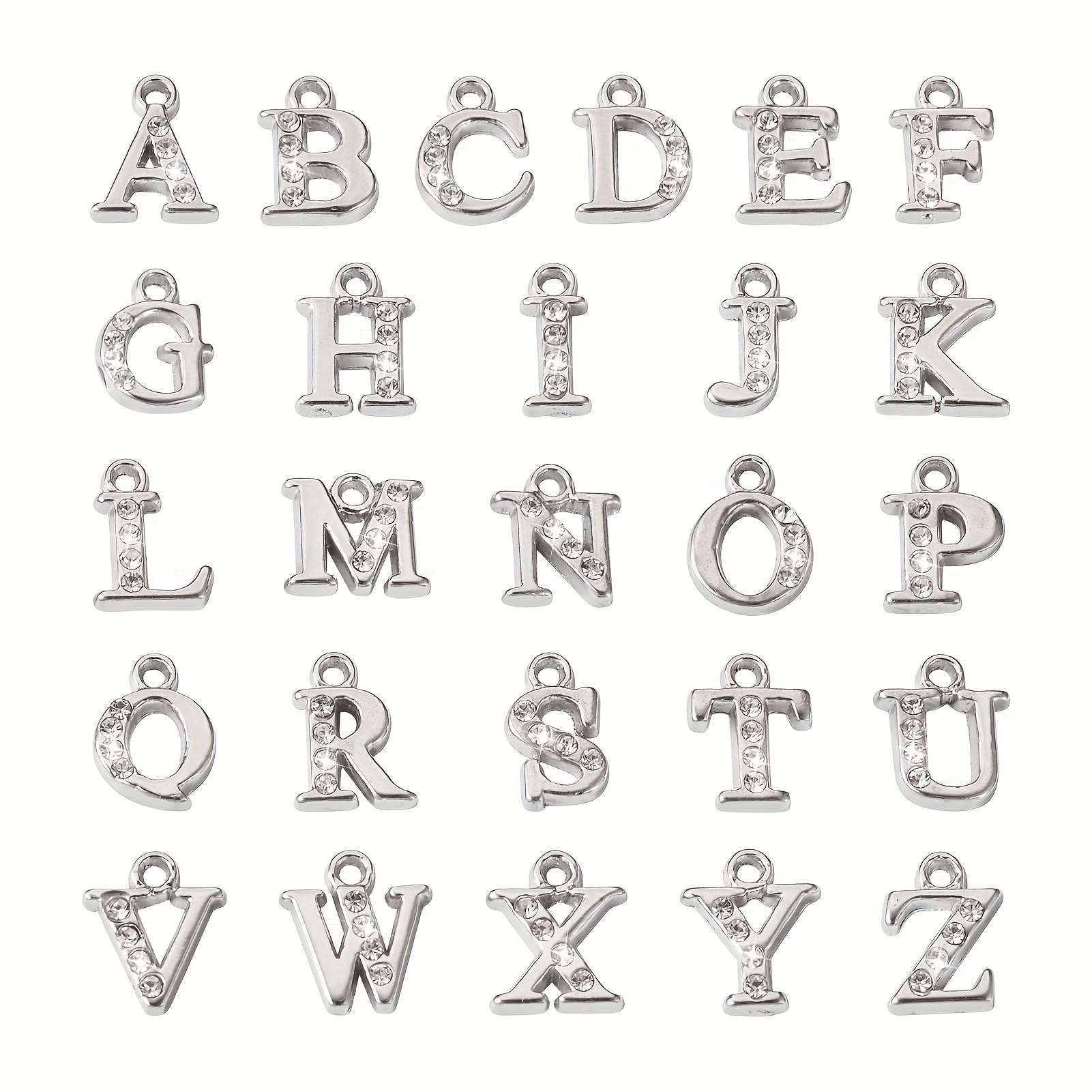 Alphabet Letter A~z Alloy Rhinestone Charms 12.5~13.5x5.5~ - Temu