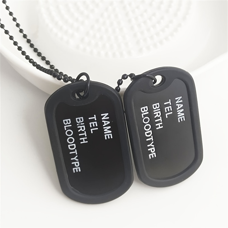 Military Army Style Black Dog Tags Chain Men's Pendant - Temu