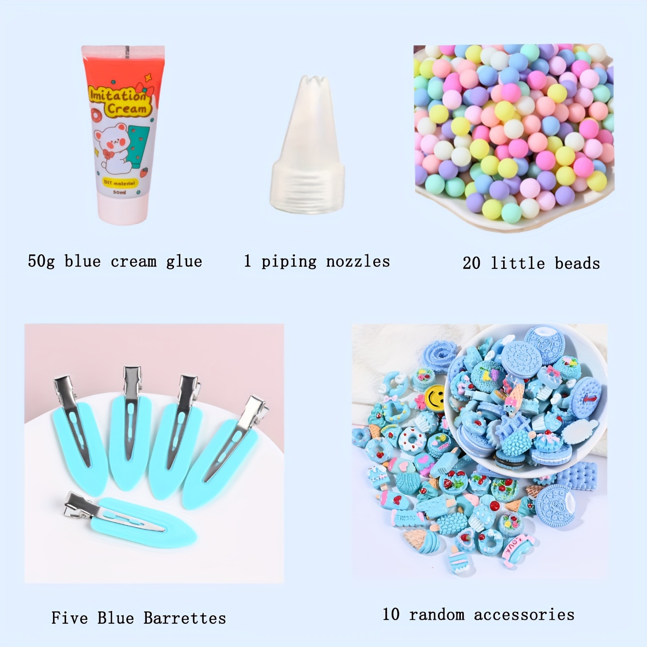 DIY Cream Glue Kits Hair Clips Cuckoo Card Decor Handmade 3D Stickers  Phonecase Accessories Art and Craft Kit for Birthday Exchange