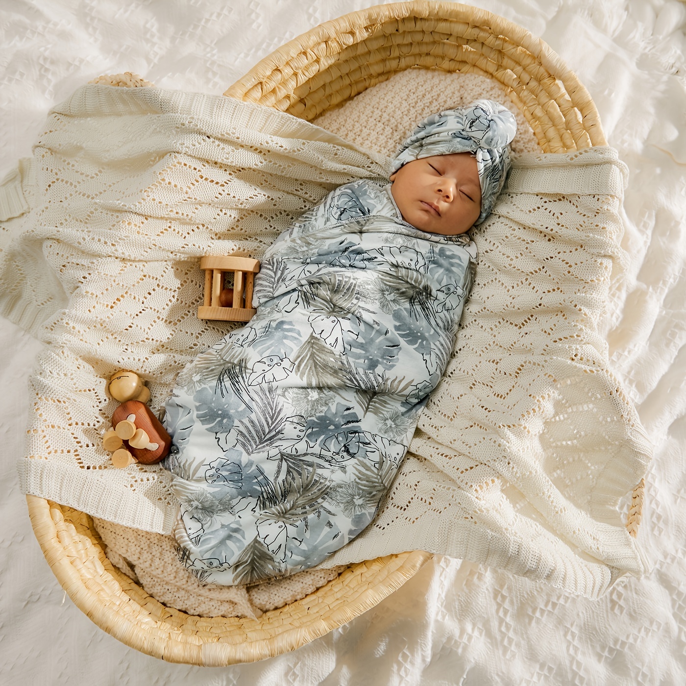 Baby Hat, Bag & Towel Set with Leopard Throw Blanket