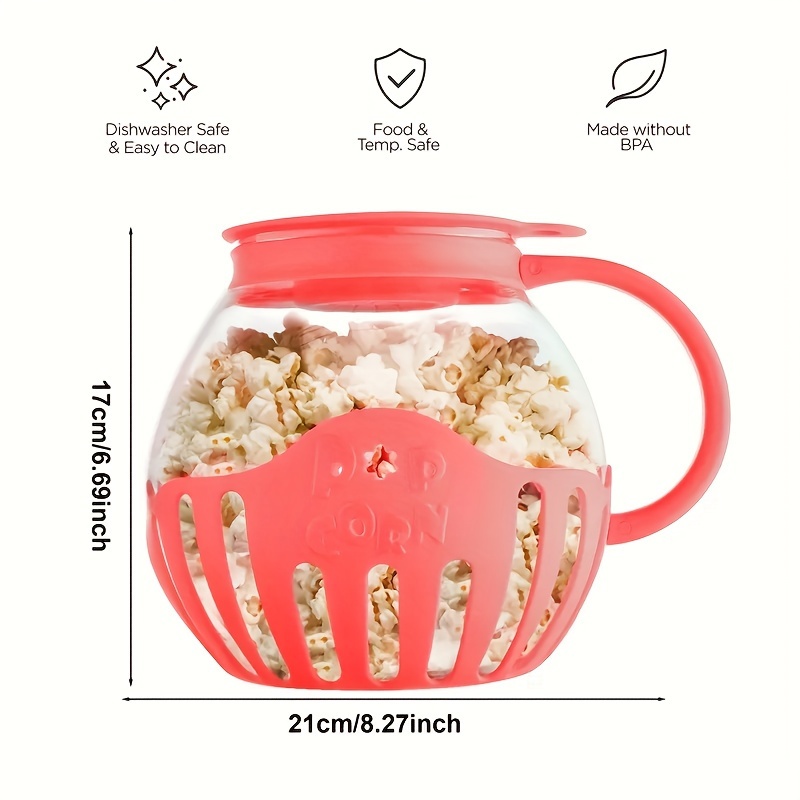 Glass Microwave Popcorn Maker with Dual Function Lid, 3 Qt High