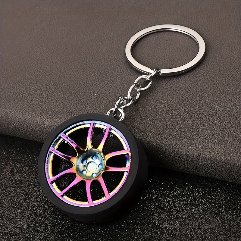 Sporty Alloy Car Tire Keychain With Brake Wheel - Perfect Gift For Dad Or
