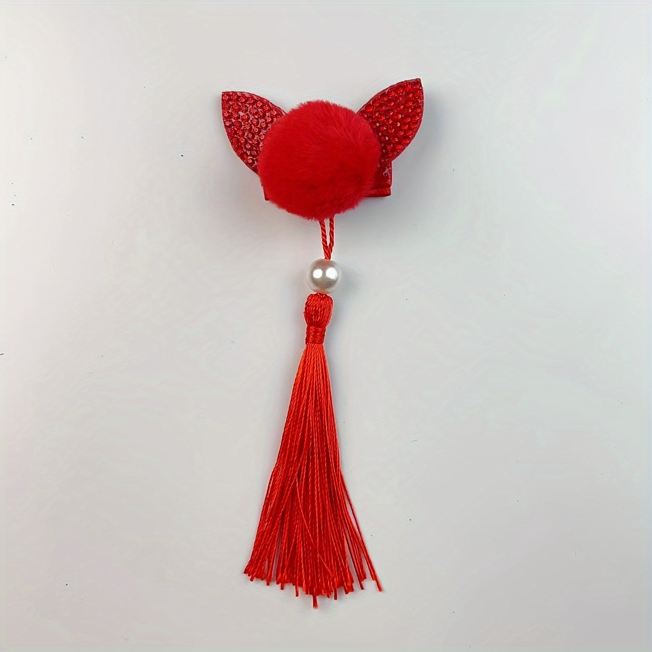 Red Bow Ball Decor Hairpin Long Tassel Chinese New Year Temu