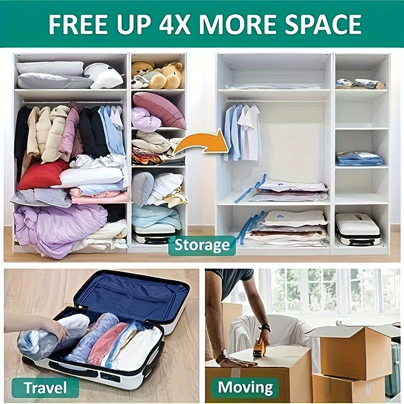 Durable Vacuum Storage Bags For Clothes Pillows Bedding Blanket More Space  Save Compression Seal Zipper Wardrobe Organizer