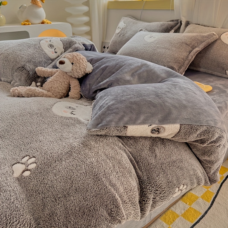 Grey teddy bear discount bedding king size