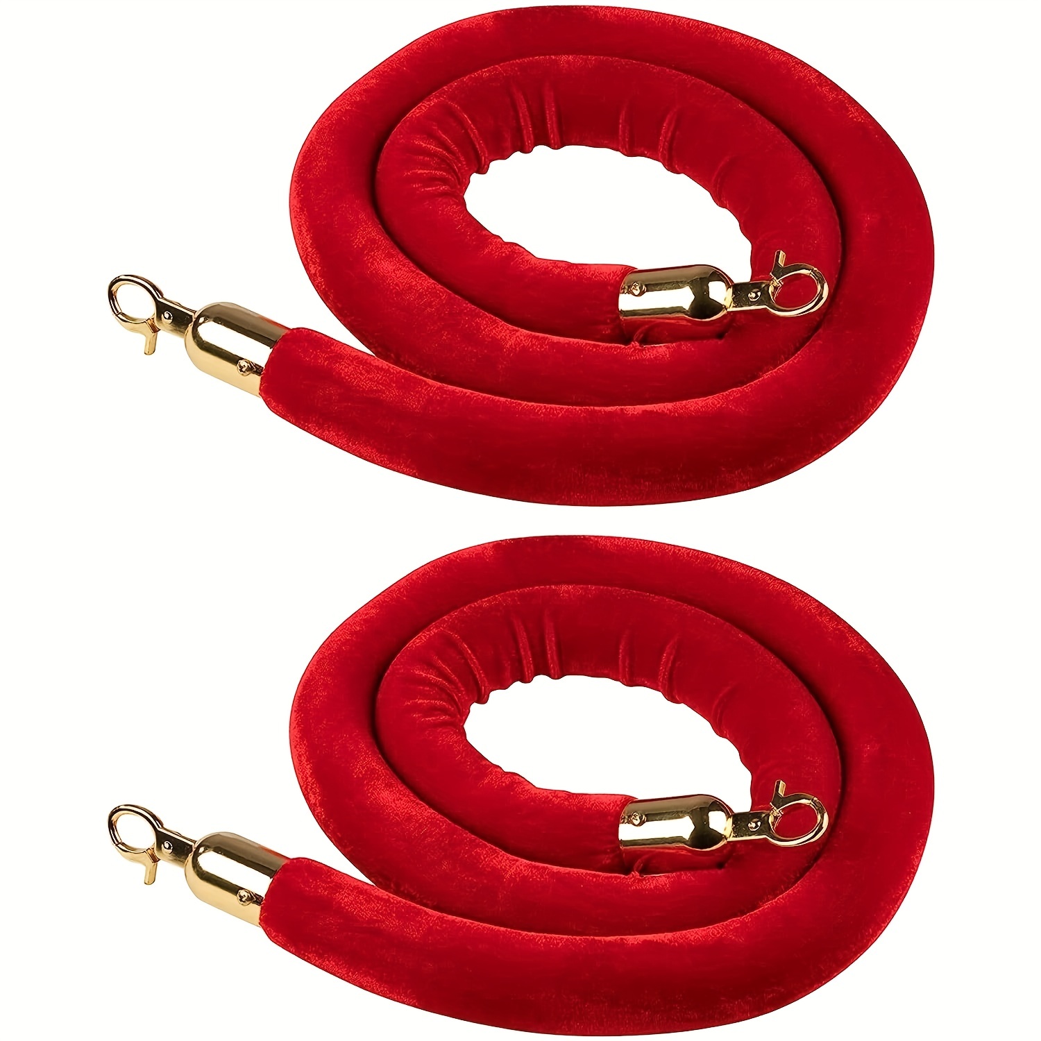 

Red Velvet Rope Fixed Rope 4.9 Feet (about 1.5 Meters) Crowd Control Barrier With Polished Golden Hook