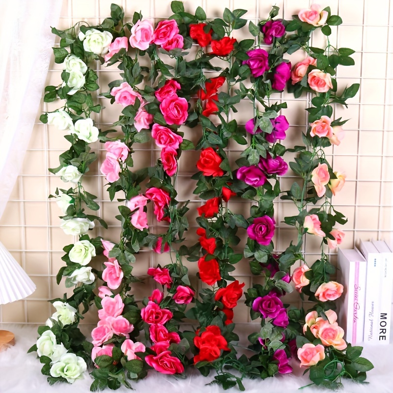 Wholesale Artificial Silk Roses Flower Vine Decorative Plastic Ivy Hanging  Rose Garland Wedding Home Wall Decoration Faux Plants Leaf From  m.