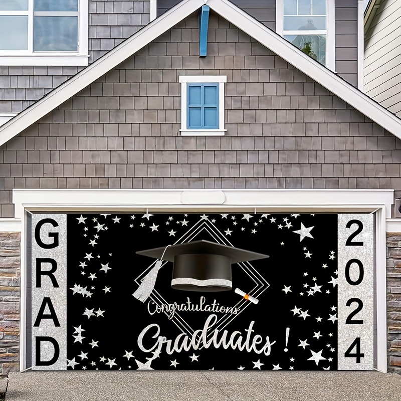 Garage Flag 2024 Graduation Backdrop Silver Black Grade 2024 - Temu France