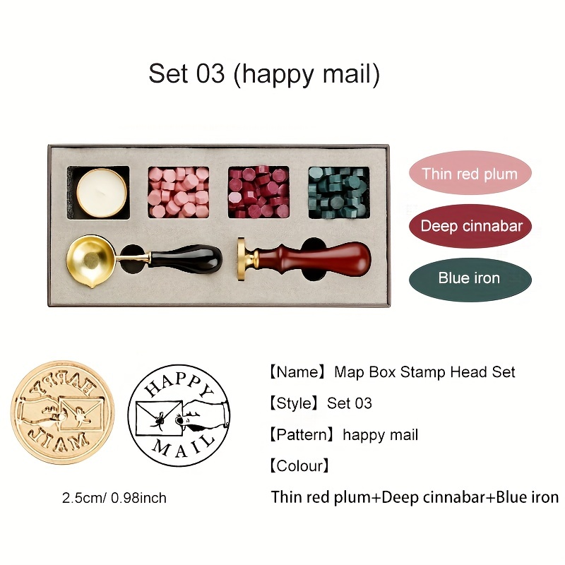 Vintage DIY Wax Seal Box Kit Stamp Spoon Set Retro Wedding Gifts
