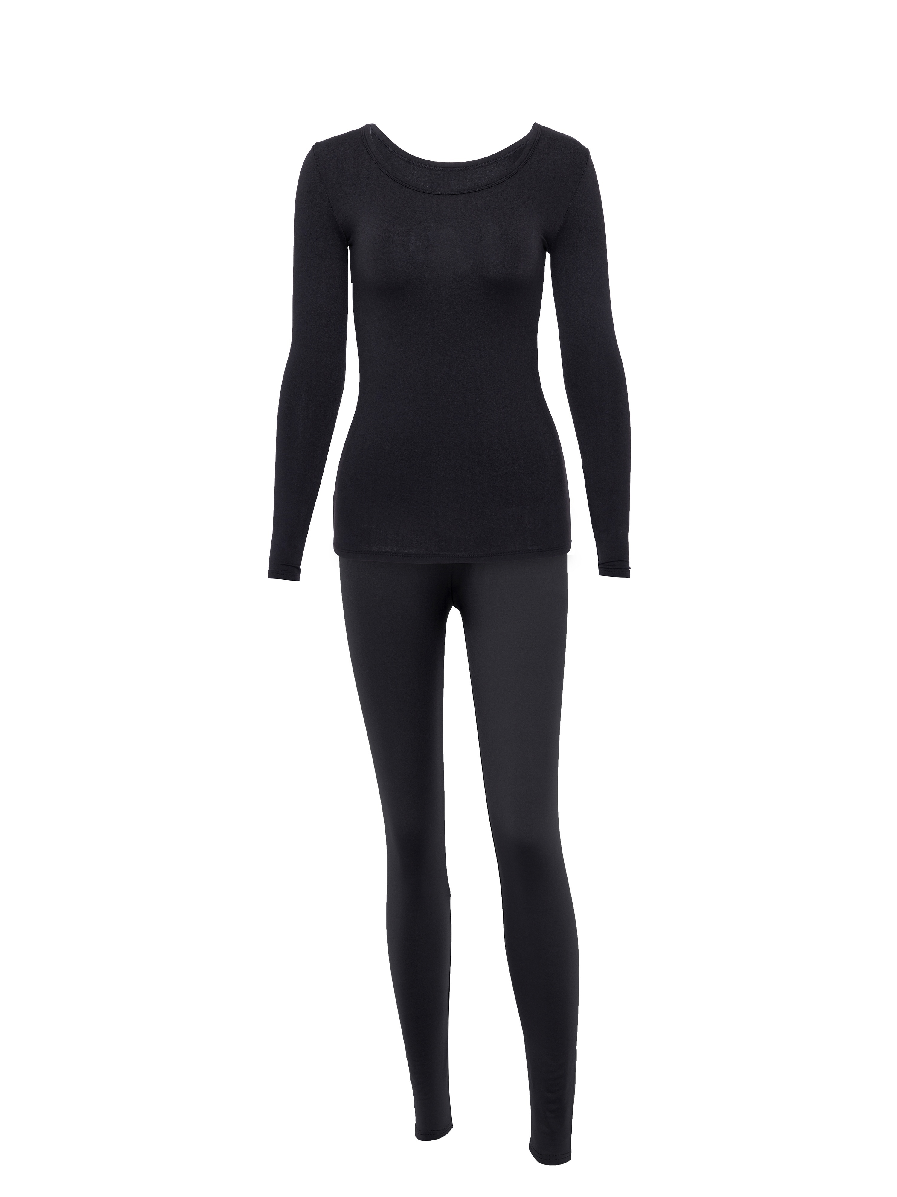 Plus Size Simple Thermal Underwear Set, Women's Plus Thickened