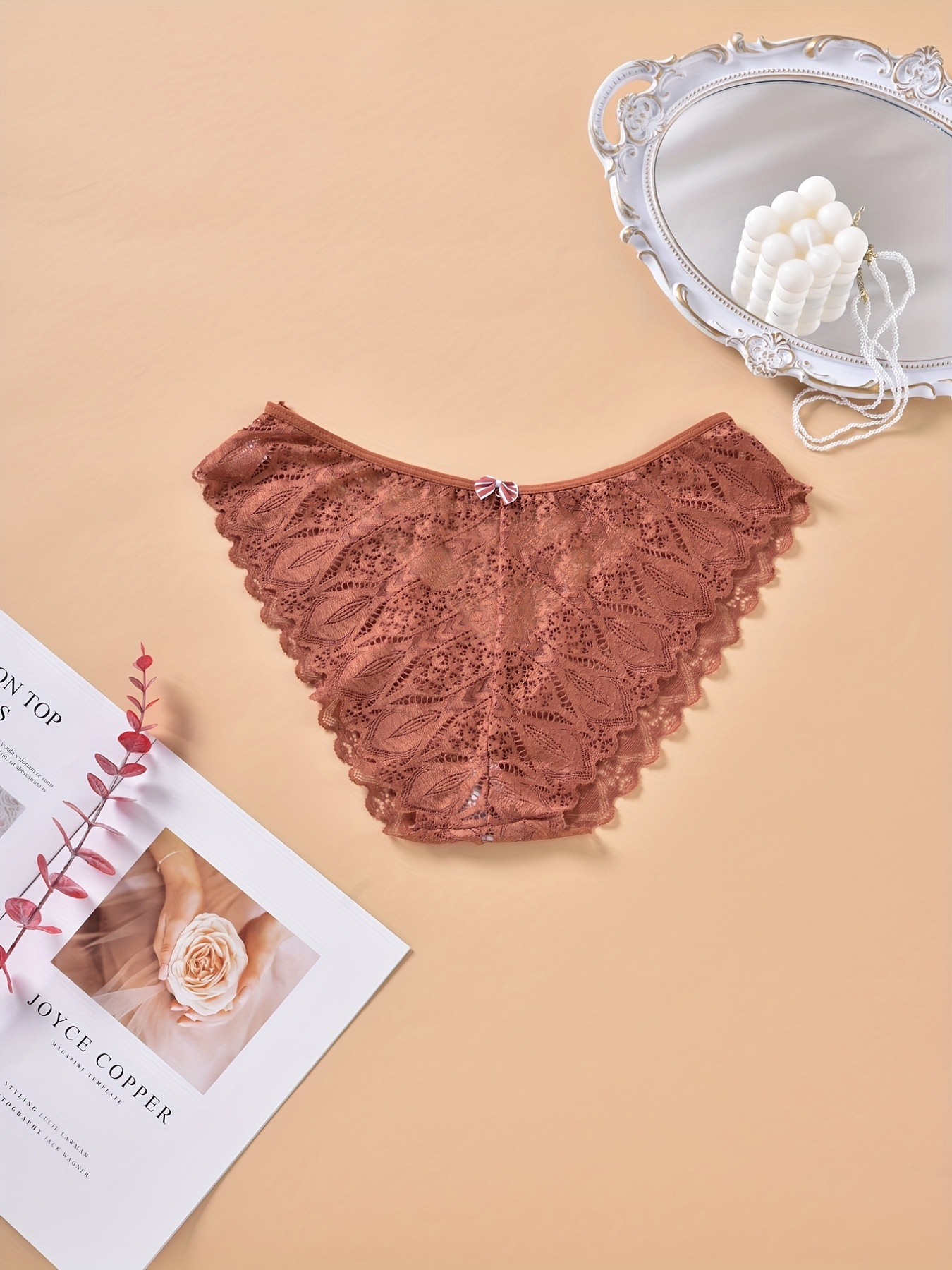 Plus Size Contrast Lace Semi Sheer Panties Women's Plus High - Temu