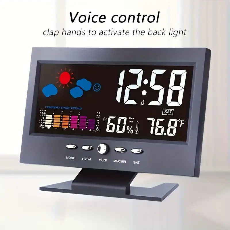 Lcd Color Screen Digital Backlight Snooze Alarm Clock - Temu