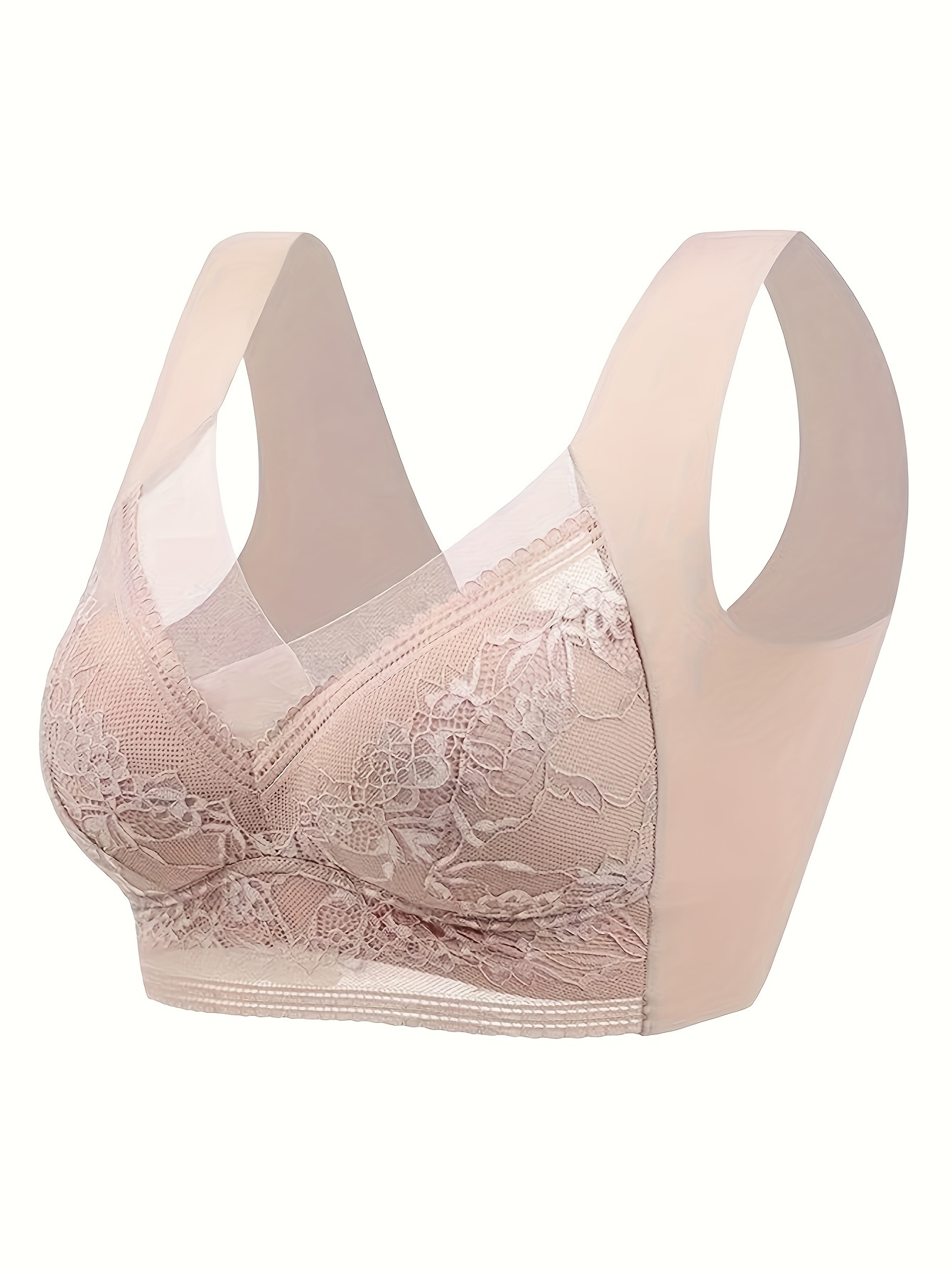 3pcs Contrast Lace Wireless Bras, Comfy & Breathable Full Coverage Bra,  Women's Lingerie & Underwear