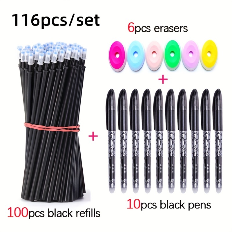 116pcs/set Set Di Penne Gel Cancellabili Con Manico Lavabile 0,5 Mm Magic  Erasable Refills Rods Forniture Per La Scrittura Per Ufficio E Scuola  Forniture Per Studenti (10 Penne + 6 Gomme + 100 Ricariche) - Temu Italy