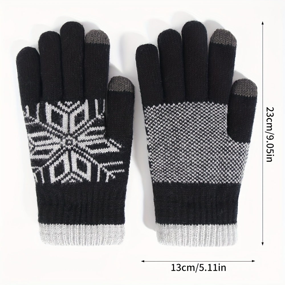 Christmas Snowflake Plush Gloves Touch Screen Warm Knitted Full Finger