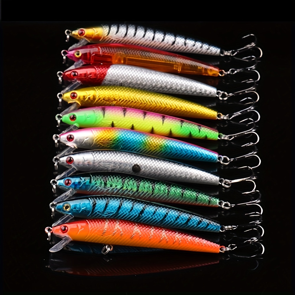 10pcs Premium Minnow Fishing Lures Set - Lifelike Crankbait for Bass  Fishing - 10cm/3.94in Length and 8g/0.28oz Weight - Ideal for Outdoor  Fishing Tac