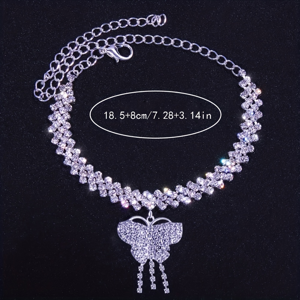 Rhinestone Butterfly Anklet for Women