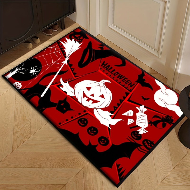 Xsinufn Halloween Kitchen Mat,Ghost Pumpkin Decorative Black Kitchen Rugs  and Mats Non Skid Washable,Low-Profile Mats for Home Kitchen Halloween  Decor,17x48+17x30 Inches 