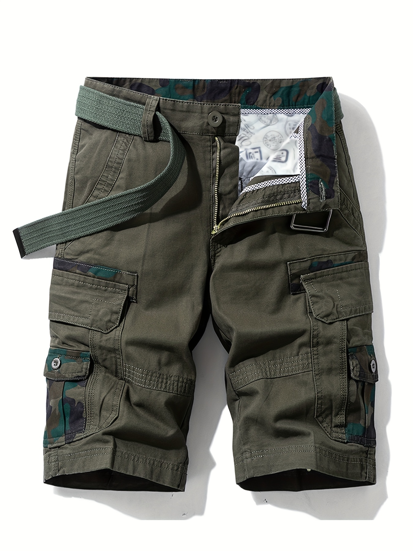 Camo Style Multi Pocket Drawstring Cargo Shorts Men's Casual - Temu