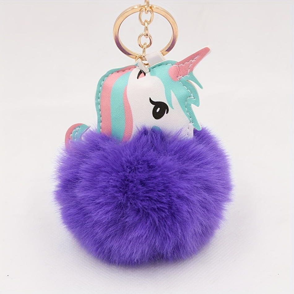 Unicorn Fur Ball Keyring Charm - Shop DT&CREATION Keychains - Pinkoi