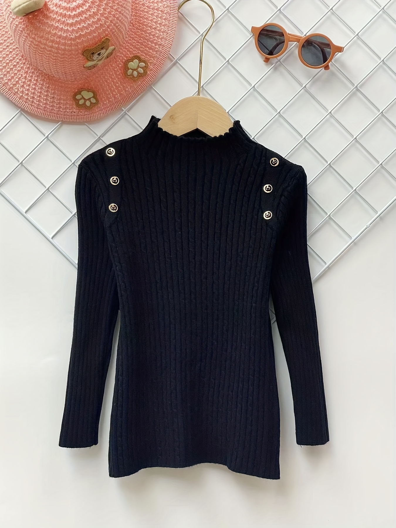 Spring and autumn children's clothes High neck Ribbed long sleeve