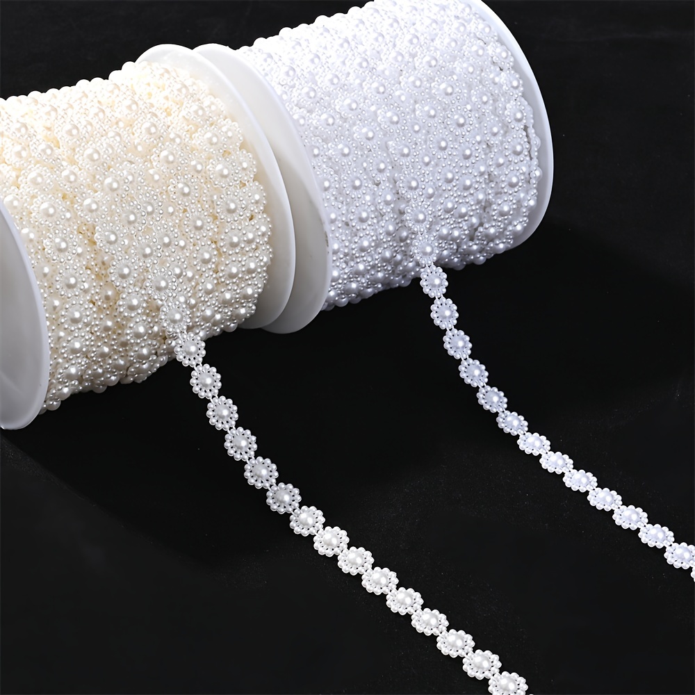 

1pc 10mm Width Abs Round Flatback Imitation Pearl Beads Chain Diy Sewing Trim Jewelry Making Party Wedding Decoration