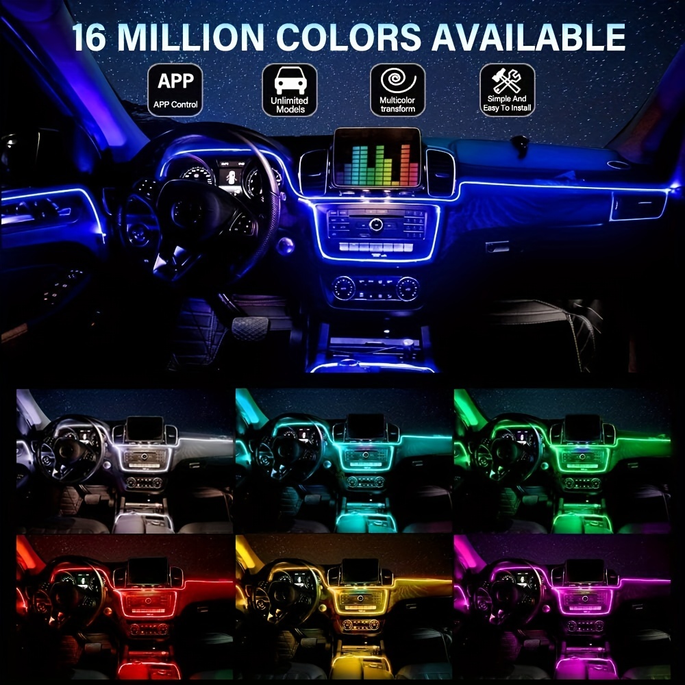 Car Interior Led Strip Lights rgb 1 Fiber Optic ambient - Temu