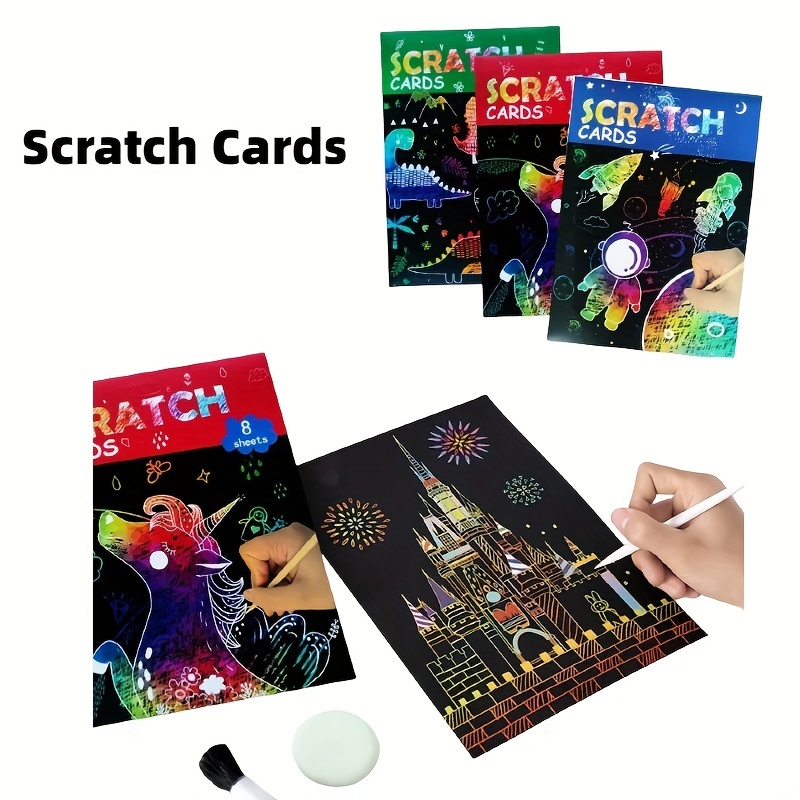 8pcs, Papier D'art Scratch Rainbow Scratch Papier Cartes À Gratter