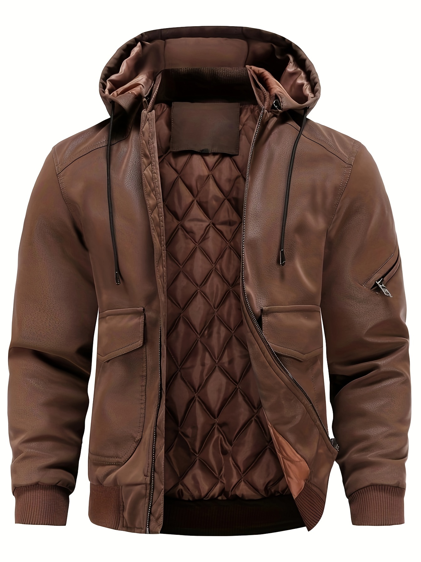 Chaquetas para hombre, chaqueta de piel sintética para hombre, chaqueta de  gabardina más gruesa para invierno, cálida y larga con capucha para