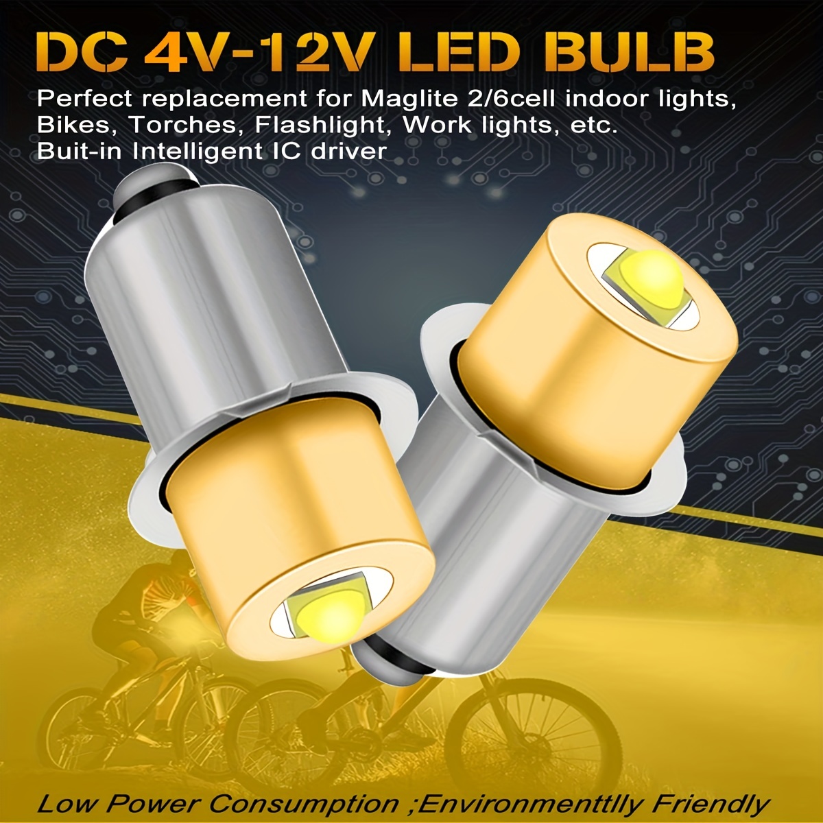 Upgrade Led Torch Bulb Dc4 24v 3v 4v 6v 9v 12v 18v 19.2v Pr2 - Temu