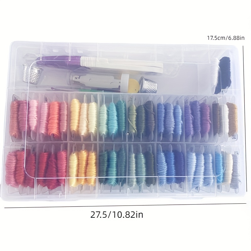 Embroidery Thread Kit, Embroidery Cross Stitch Kit With 50 Colors  Friendship Bracelet Floss And Cross Stitch Tools For Embroidery And  Friendship Bracelet Thread Making - Temu