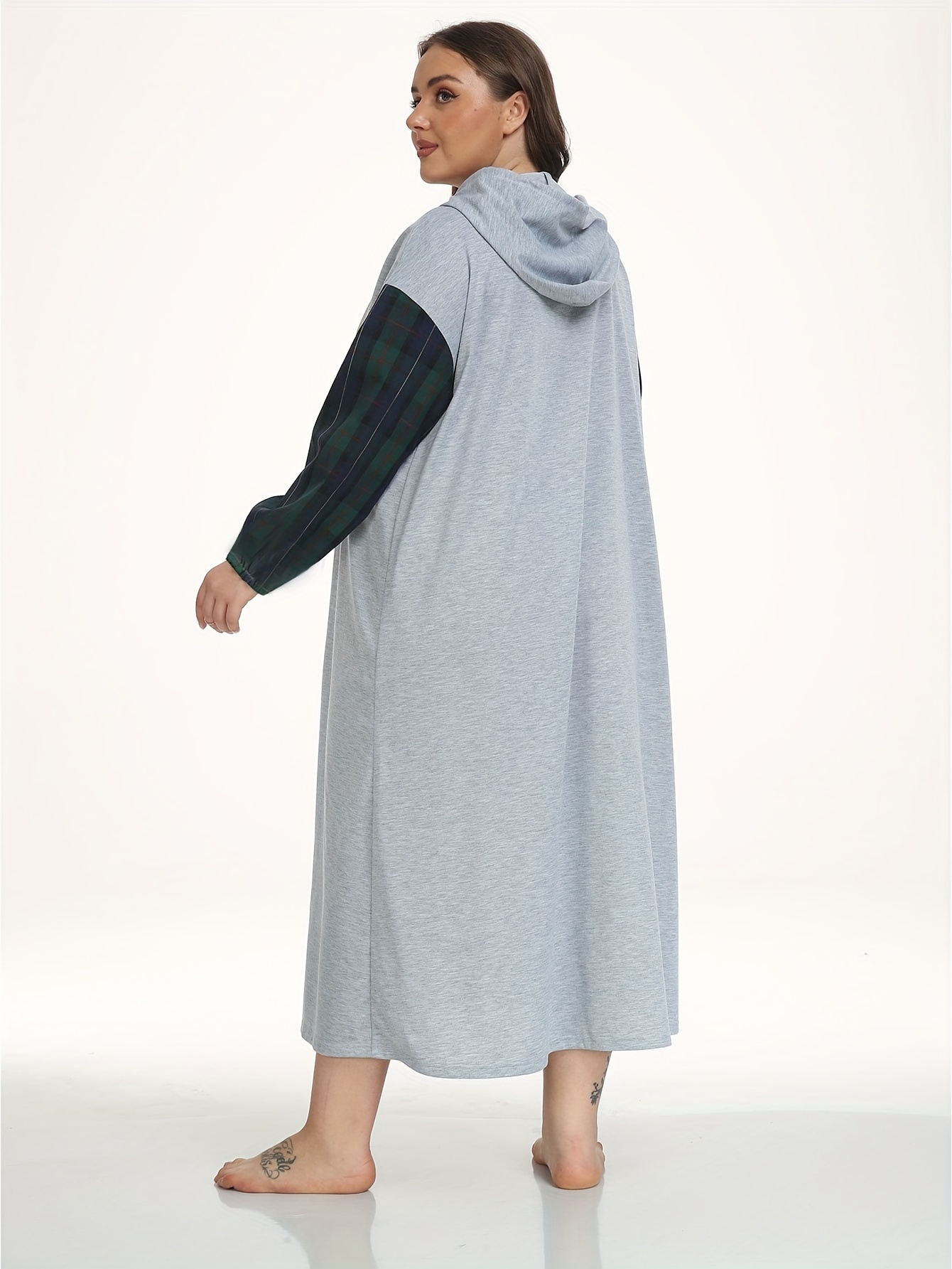 Women's Plus Slogan Print Hooded Nightdress