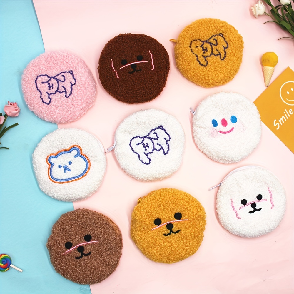 Fuzzy Plush Bag Coin Purse Wallet Earphone Data Cable Storage Key Bag