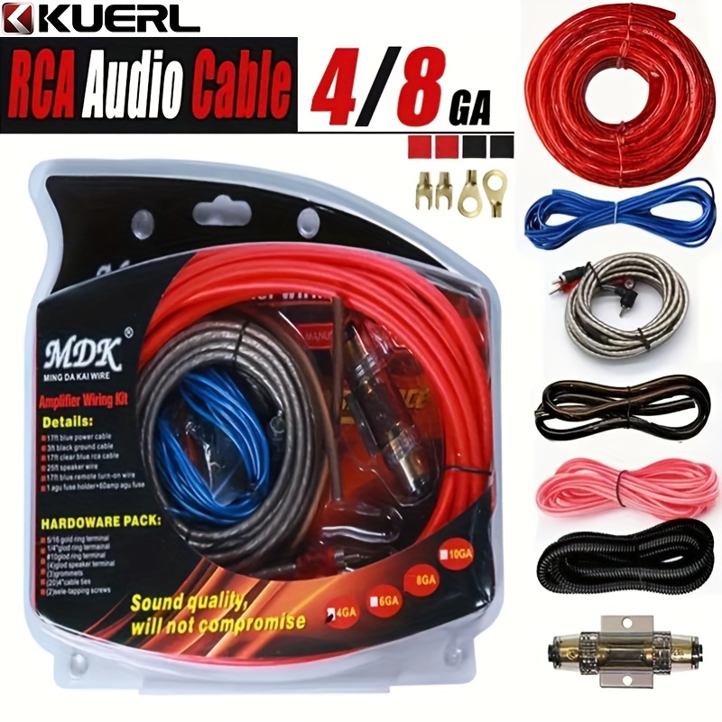 RD True - Kit de cableado de amplificador de cable de audio para automóvil  de calibre 4 – Kit de cableado de instalación de amplificador de cable de