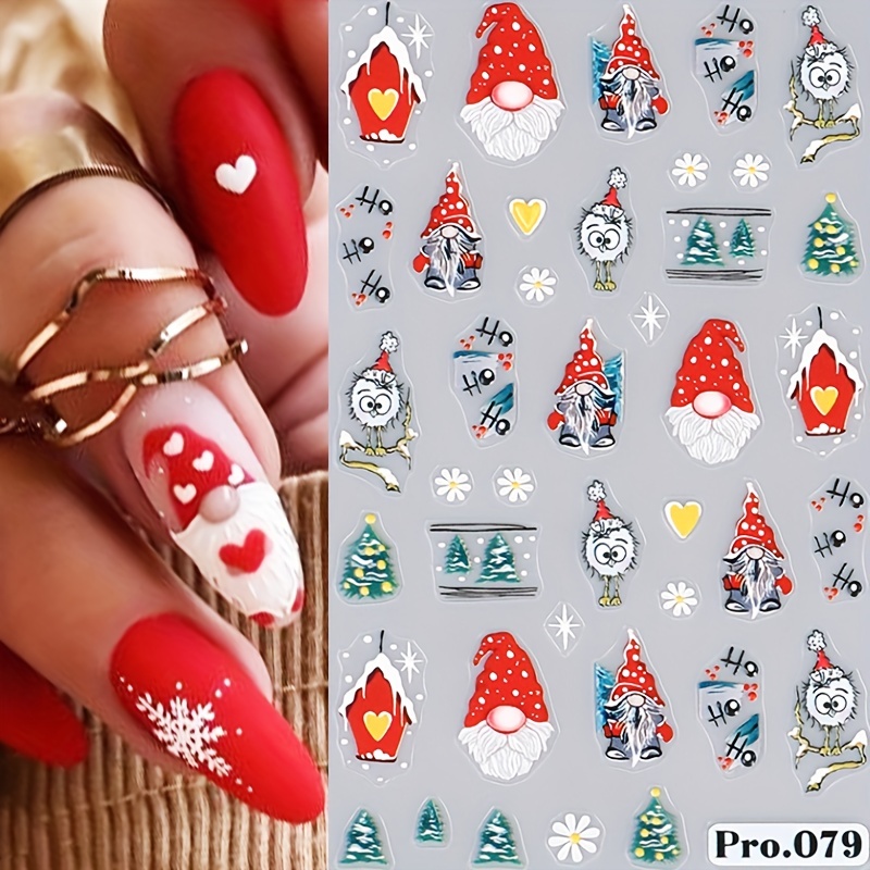 5d Embossed Glitter Christmas Nail Art Stickers,santa Claus Snowflake Elk  Christmas Tree Design Nail Art Decals Diy Nail Salons,self Adhesive Cartoon  Nail Art Supplies Women And Girls - Temu