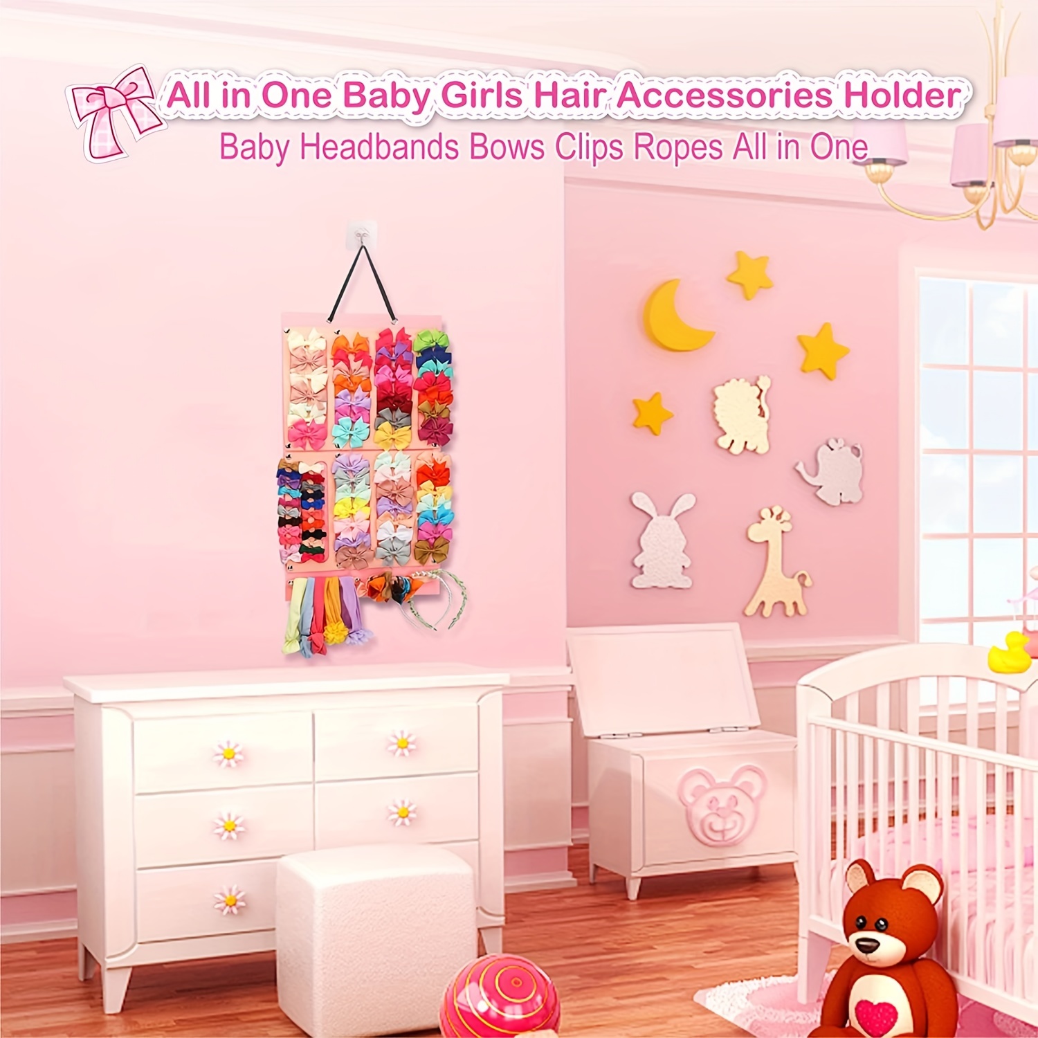 Gift Bow Organizer Nursery Wall Decor Baby Girl Gift Headband Holder Bow  Holder Baby Shower Gift Hair Bows Headband Organizer Baby Girl 