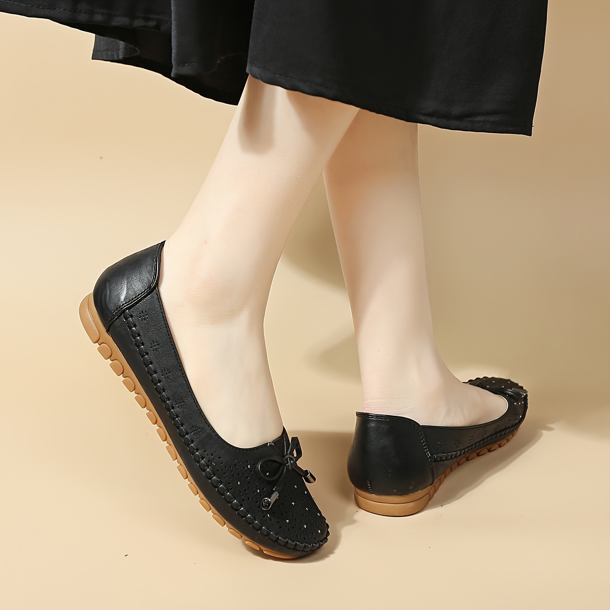 women s solid color elegant flast bowknot decor soft sole details 5