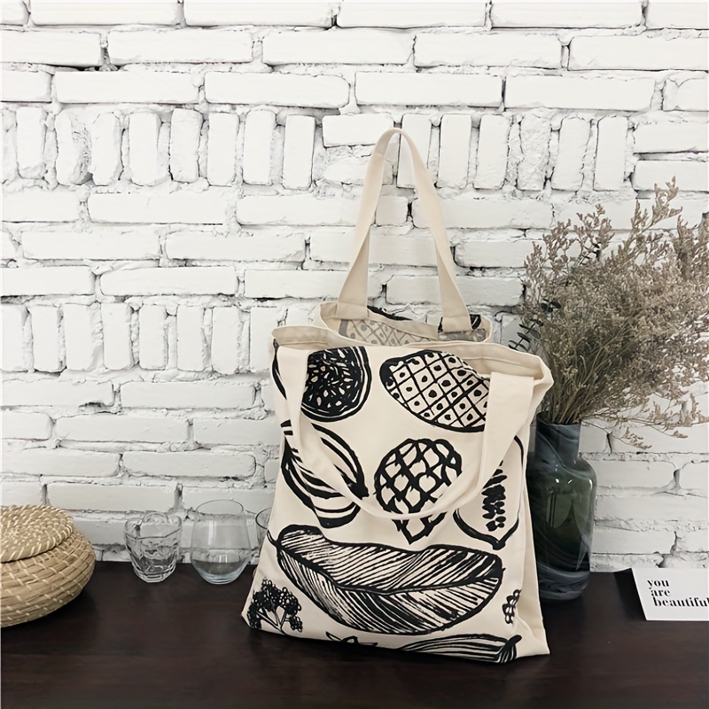 Palm Print Canvas Tote