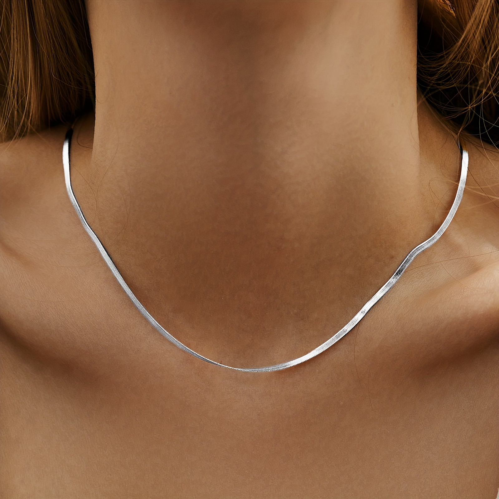 Sterling Silver Snake Chain Necklace, Silver Minimalist Dainty Necklac–  annikabella