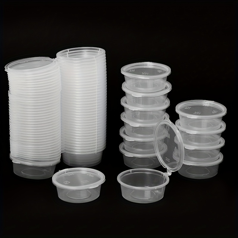 NEW 10pcs 27/35.7ml Disposable Plastic Takeaway Sauce Cup Reusable  Containers Food Box with Hinged Lids Small Pigment Paint Box