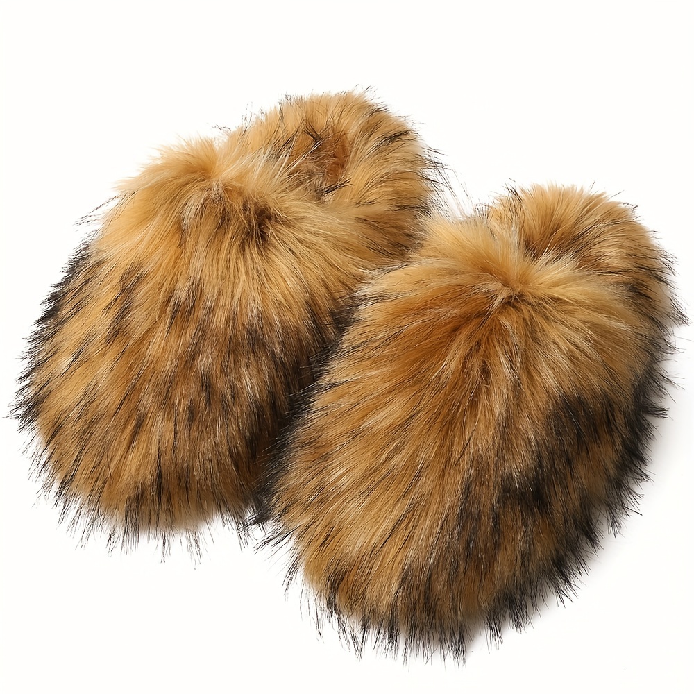 Women's Real Fox Fur Slides Summer Slippers Sandals Indoor Outdoor Furry  Shoes